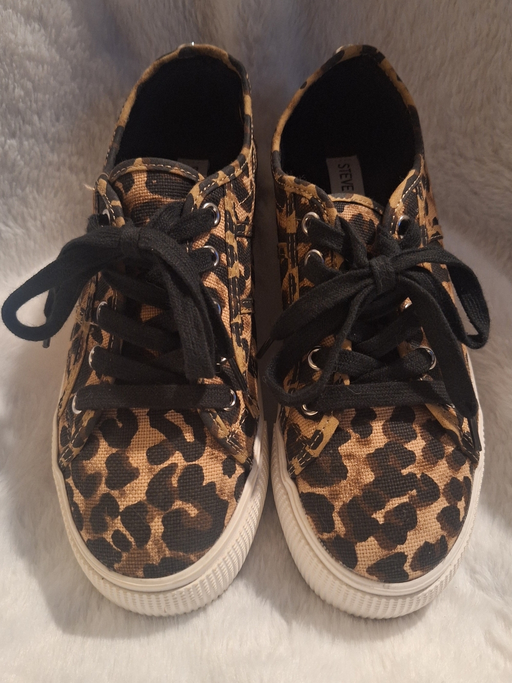 Steve Madden Leopard-Print Canvas Sneakers - Black & Tan